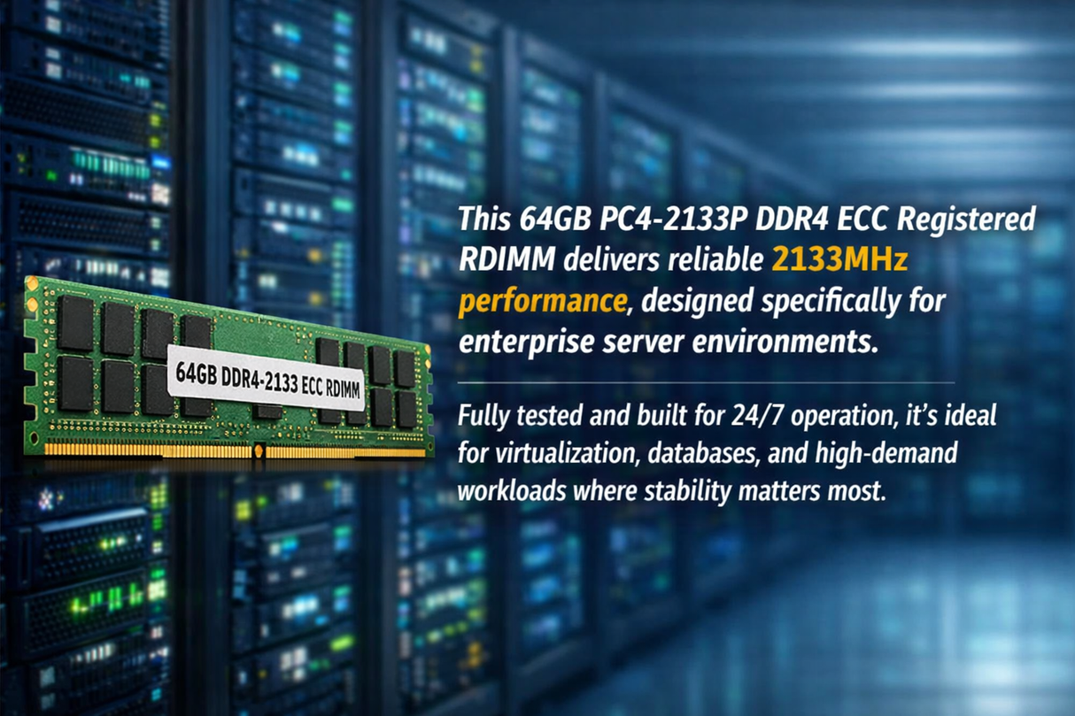 Hynix 64GB DDR4 PC4-2133P ECC Registered RDIMM Server Memory – 1x64GB 2133MHz 288-Pin DIMM