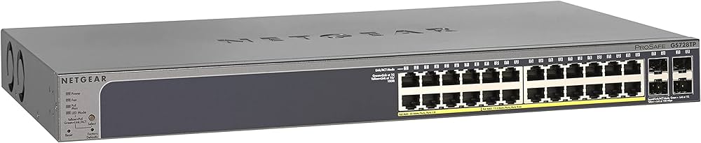 NETGEAR ProSafe 24-Port Gigabit Smart Switch With PoE & SFP Ports GS728TP With Ears