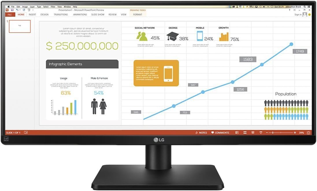 LG 29UB67-B 29" UltraWide IPS Monitor – 2560×1080 – DisplayPort HDMI – 21:9 Widescreen