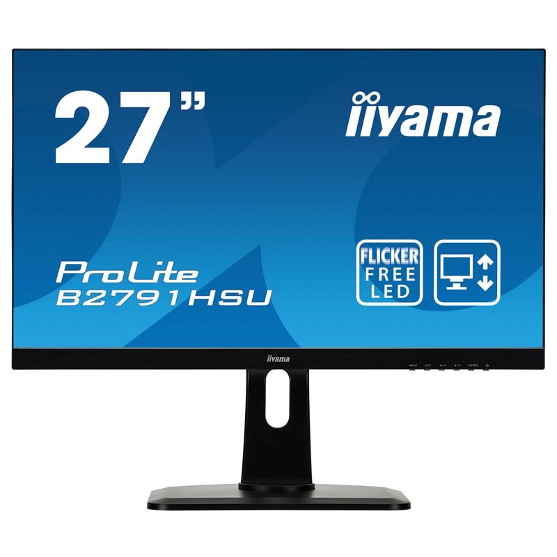 iiyama B2791HSU-B1 27" TN LCD with Slim Bezel, 1ms, Full HD 1920x1080, 300 cd/m² Brightness , 1 x HDMI,1 x VGA, 1 x DisplayPort, 2 x USB 2 x 2W Speakers, Height Adjustable Stand