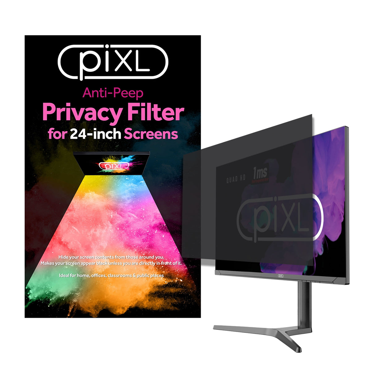 piXL 24-Inch Monitor Security Privacy Screen/ Privacy Filter, Anti-Glare, Anti-Peep, Anti-Static & Blackout