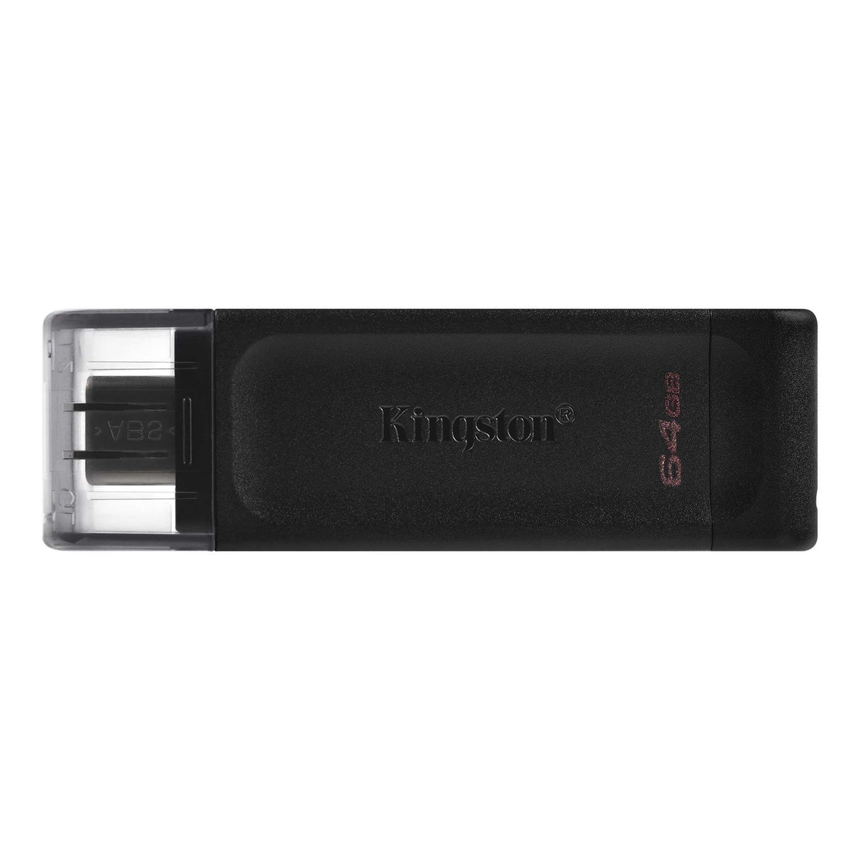 Kingston DT70/64GB DataTraveler 64GB USB Flash Drive, USB 3.2, USB-C, Gen1, 80MB/s, Clear Cap, Black, Retail.