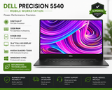 Dell Precision 5540  Intel Core i7 9th Gen  32GB RAM  512GB SSD  Windows 11 Pro  15.6" Display T2000 GPU