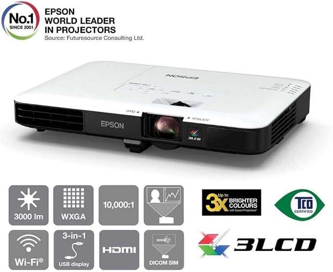 Epson EB-1780W Ultra-Slim WXGA Projector – As New 0 Hours Usage – HDMI – Wireless Presentation Ready