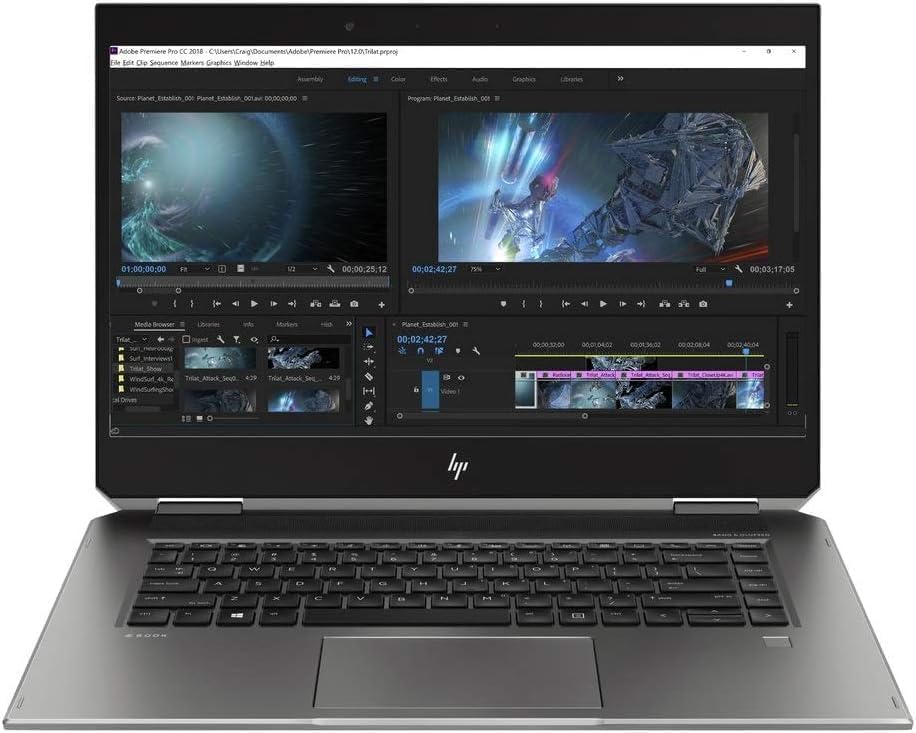 HP Zbook Studio X360 G5 i7 8850H 32GB 512GB NVMe Windows 11 Pro 15.6" Display Quardo P1000 GPU