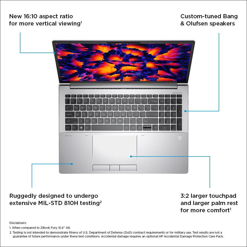 HP ZBook Fury 16 G9 Laptop (16") Core™ i9-12950HX - 64 GB DDR5-SDRAM - 2 TB SSD - NVIDIA RTX A3000  12GB - Wi-Fi 6E - Windows 11 Pro