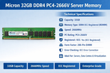 Micron 32GB DDR4 Server Memory – PC4-2666V ECC Registered RDIMM – 2666MHz Enterprise RAM Module