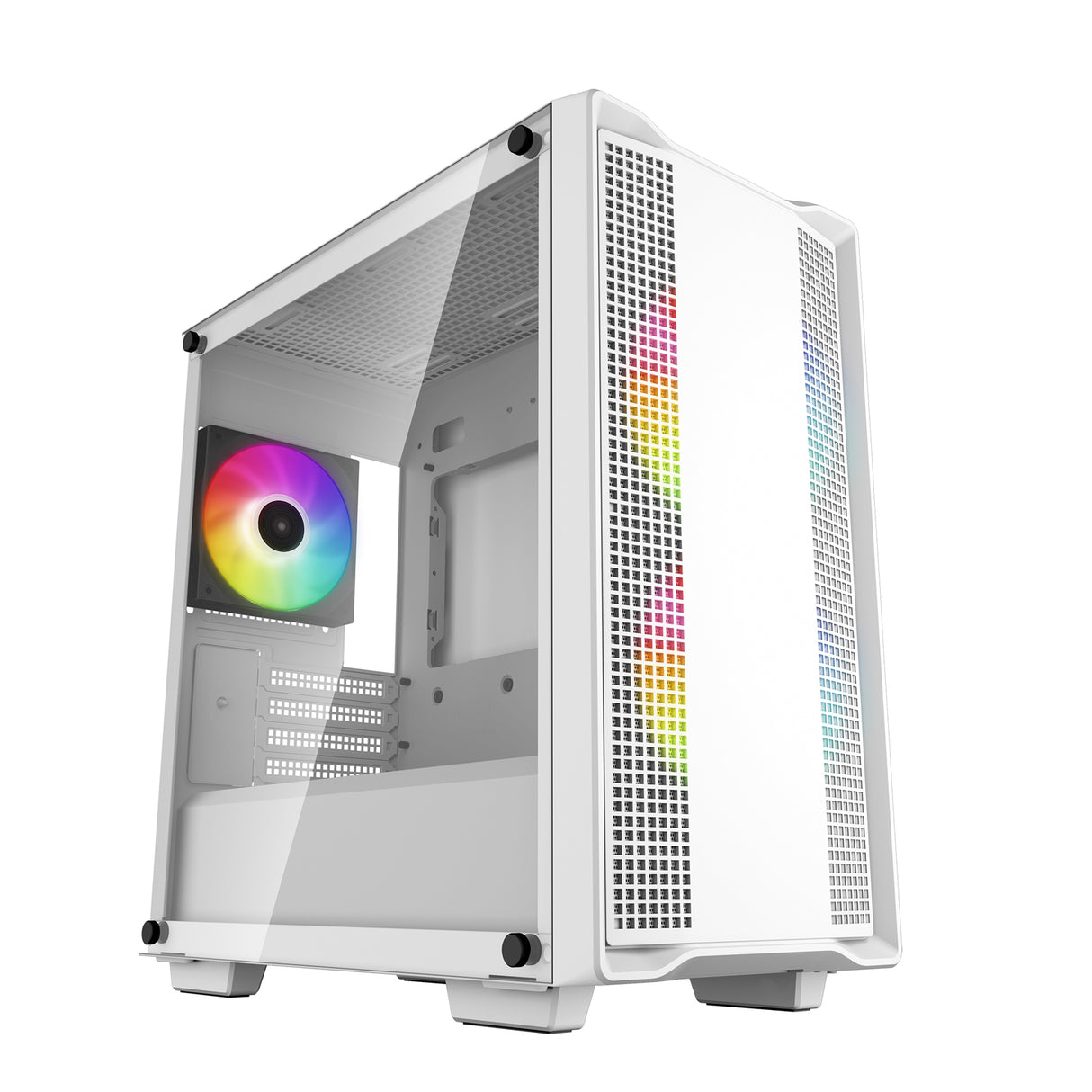 DeepCool CC360 ARGB WH, White, Mini Tower Chassis w/ Tempered Glass Window, 3x 120mm ARGB Fans, USB 3.0, mATX/mITX