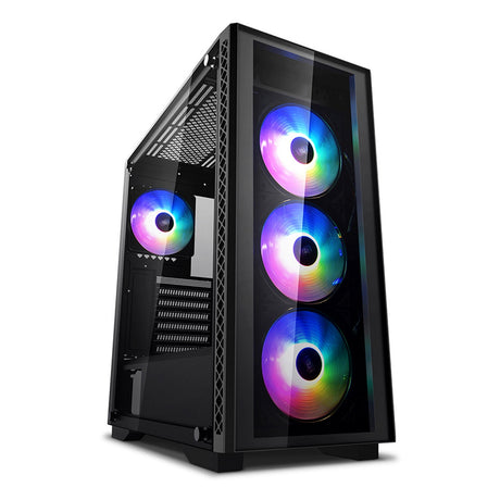 DeepCool MATREXX 50 ADD-RGB 4F Case, Gaming, Black, Mid Tower, 1 x USB 3.0 / 2 x USB 2.0, Tempered Glass Side & Front Window Panels, Addressable RGB LED Fans, E-ATX, ATX, Micro ATX, Mini-ITX