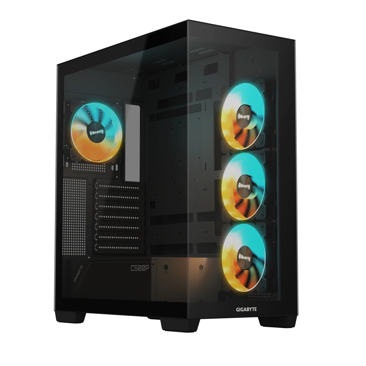 Gigabyte C500 Panoramic Stealth RGB Gaming PC Case, Tempered Glass, Optimized Airflow, ATX/Micro-ATX, Support for Liquid Cooling, Stealth Motherboard Compatible