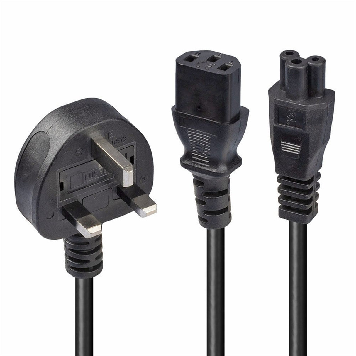 LINDY 30374 2.5m UK 3 Pin Plug to IEC C13 & IEC C5 Splitter Extension Cable, Black