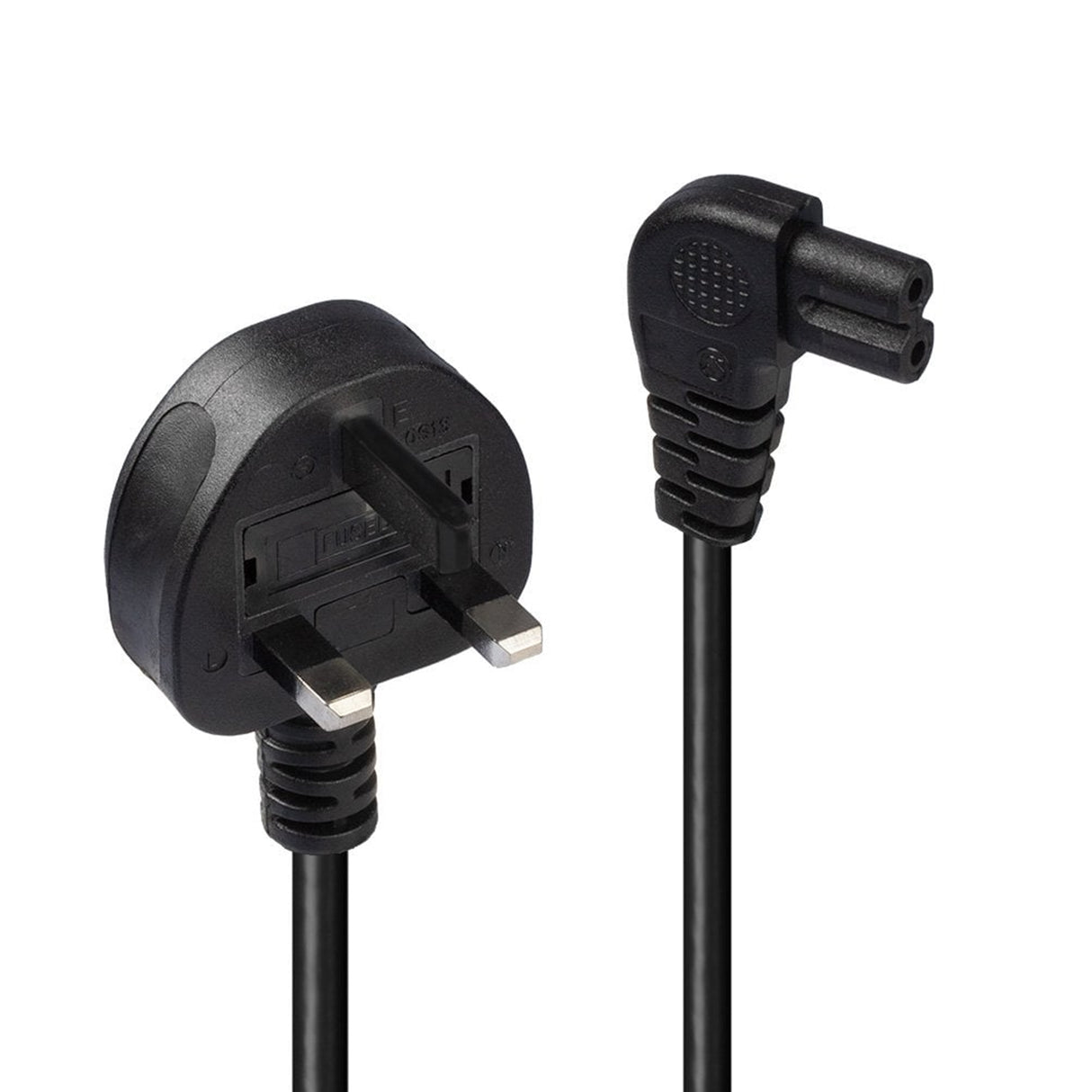 LINDY 30454 0.5m UK 3 Pin Plug to Right Angled IEC C7 mains power Cable, Black