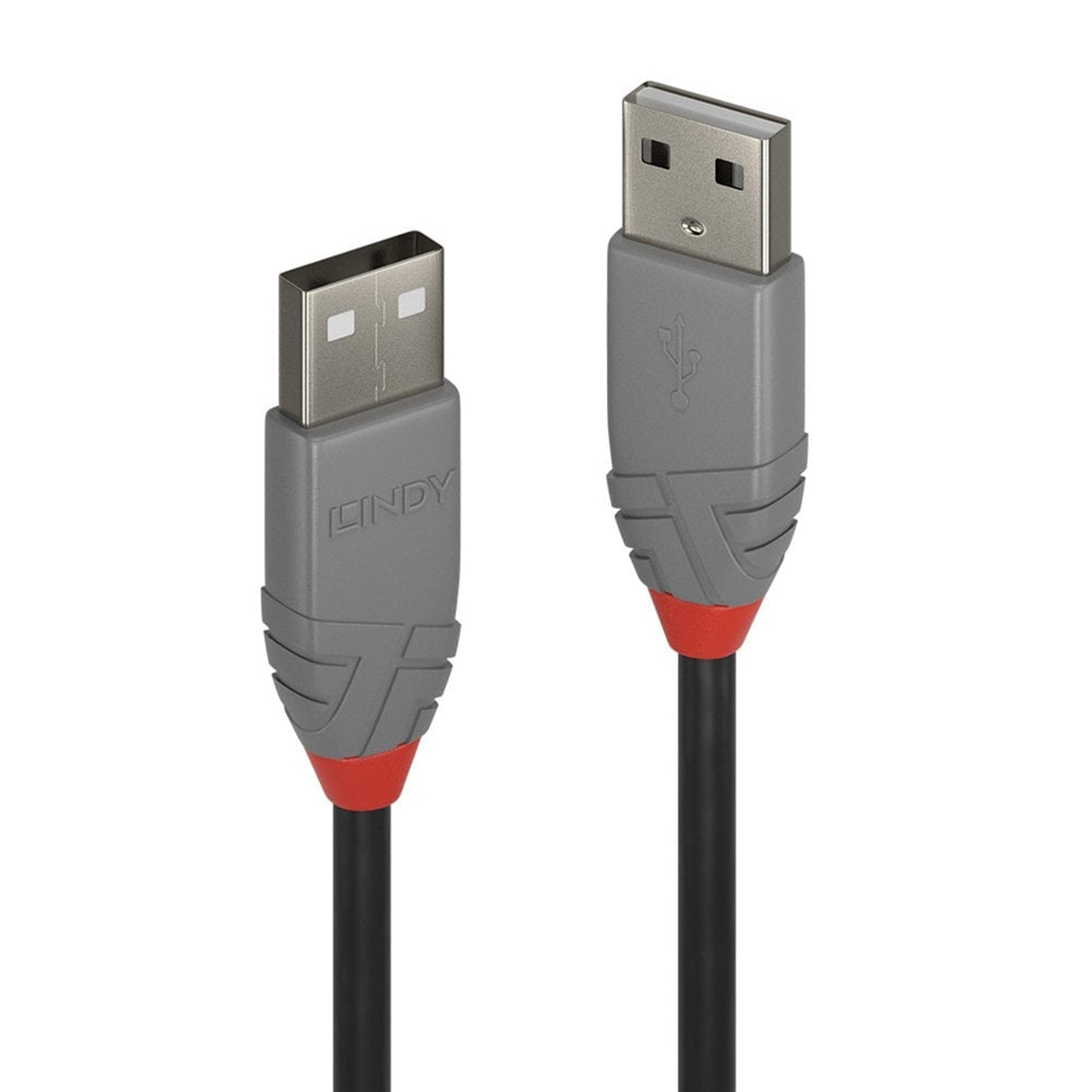 LINDY 36693 Anthra Line USB Cable, USB 2.0 Type-A (M) to USB 2.0 Type-a (M), 2m, Black & Red, Supports Data Transfer Speeds up to 480Mbps, Robust PVC Housing, Nickel Connectors & Gold Plated Contacts, Retail Polybag Packaging