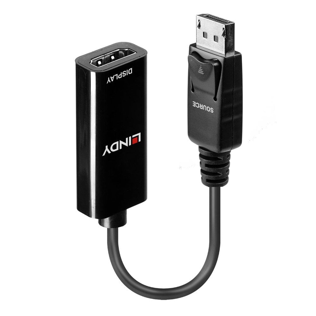 LINDY 41718 Converter, DisplayPort 1.2 (M) to HDMI 1.4 (F), 0.15m Adapter, Black & Red, Supports Resolutions up to 4K 3840x2160@30Hz, Quick & Simple Plug-and-Play Installation, Retail Polybag Packaging