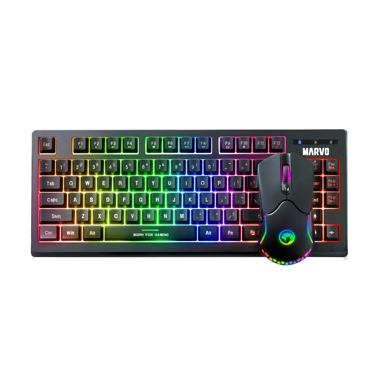 Marvo Scorpion KW516 Wireless TKL Gaming Keyboard and Mouse, 80% TKL Design, 2.4GHz Wireless Connection, RGB Backlight, Anti-ghosting with Optical Sensor Mouse 6 Level Adjustable dpi 800-4800, 7 Buttons
