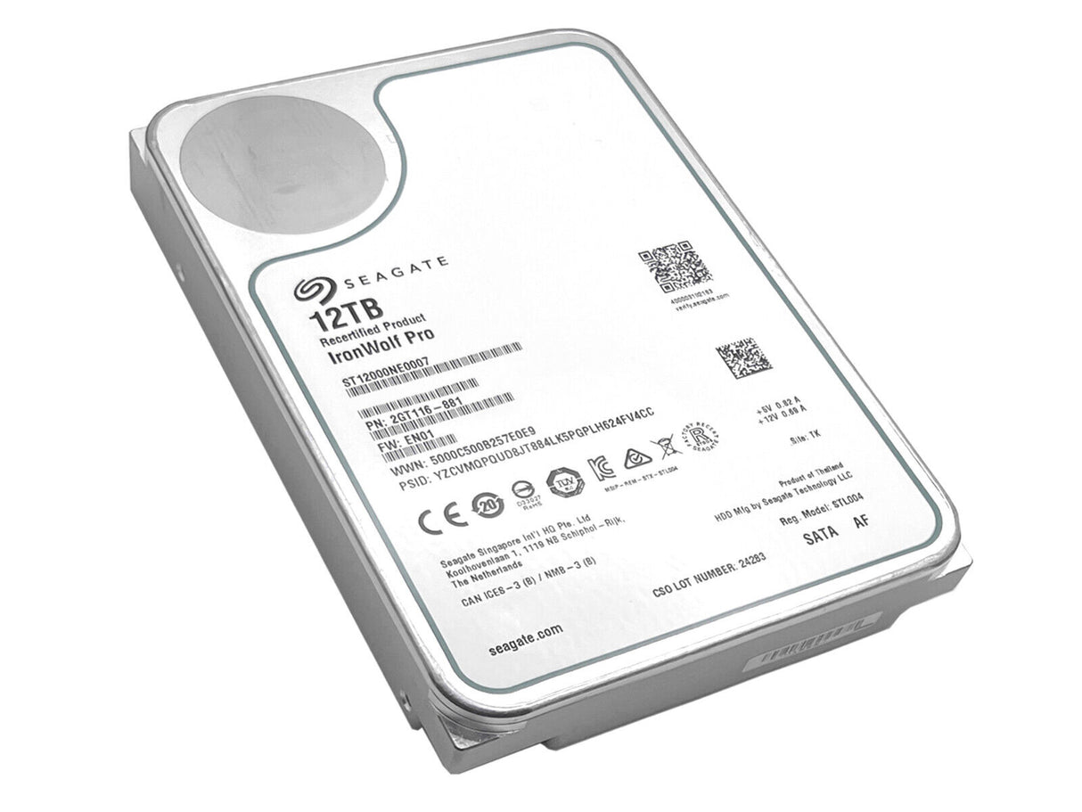 Seagate IronWolf Pro 12TB HDD, SATA 6GB/s, 7200 rpm, 3.5 inches - ST12000NE0007