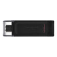 Kingston DT70/128GB DataTraveler 128GB USB Flash Drive, USB 3.2,  USB-C, Gen1, 80MB/s, Cap Design, Black, Retail.