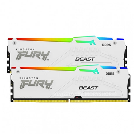 Kingston FURY Beast White RGB Kit, 32 GB (2 x 16GB), DDR5, 5600MHz, Unbuffered, 288-pin, DIMM, CL36, 1.25v